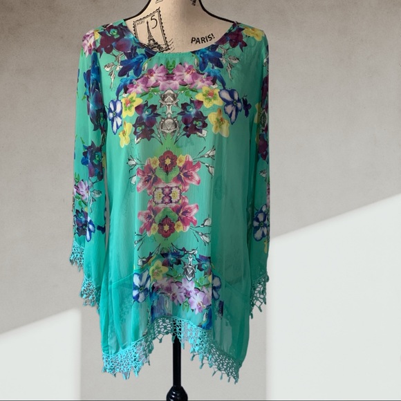 Orchid floral beach coverup MEDIUM - Picture 2 of 11